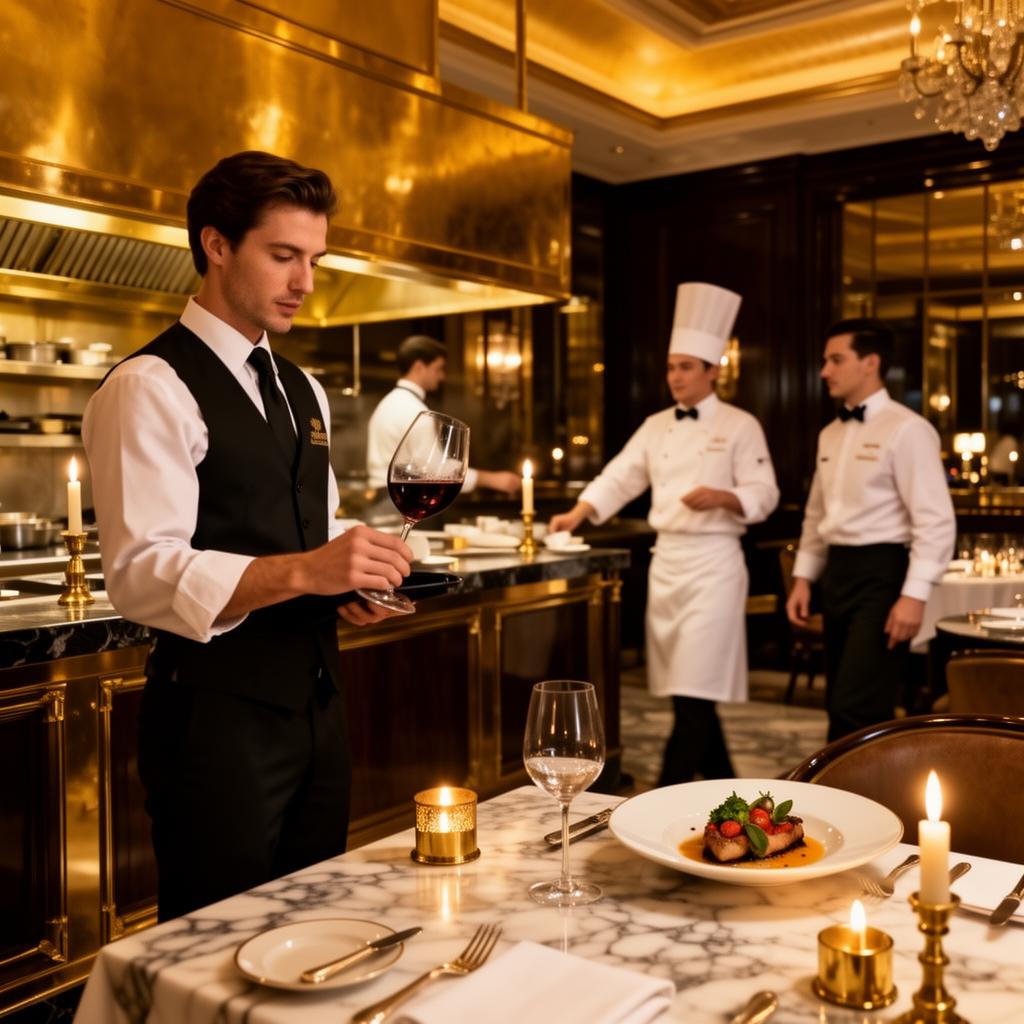 Equipo profesional en restaurante de alta gastronomía